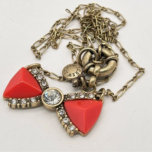 J. Crew Red/Orange Bow Necklace - Picture 1 of 2